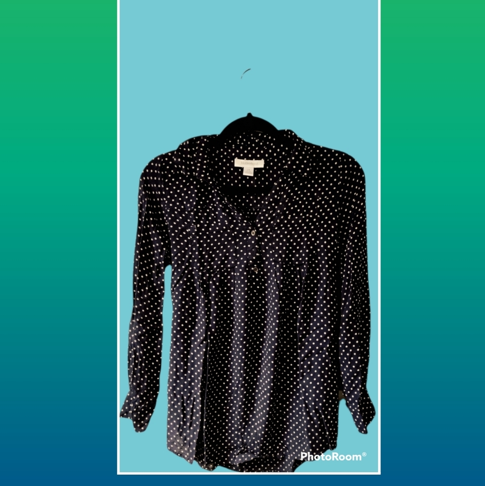 Motherhood Maternity blue blouse with polka dots size Small